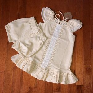 LINEN girls dress & bloomers set. 🐥Various sizes